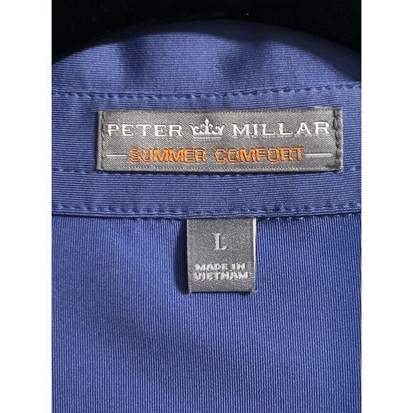 Peter Millar Summer Comfort Men’s Size L Blue Golf Polo Shirt PGA Tour Logo - Picture 4 of 11
